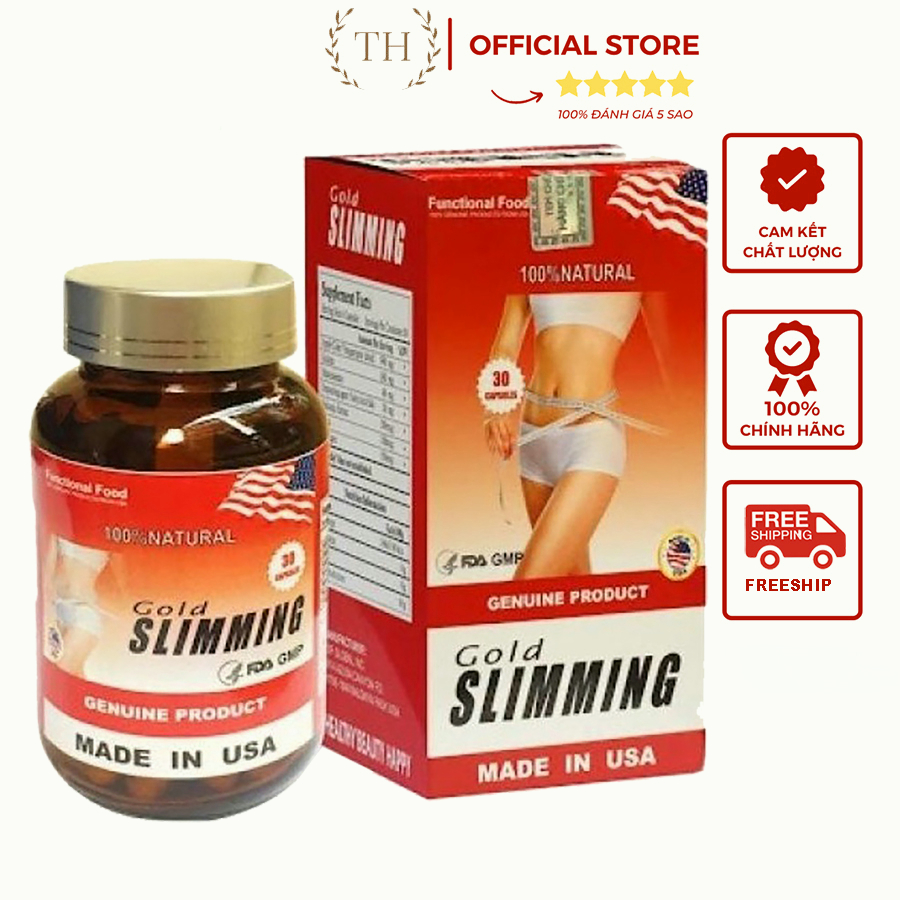 Viên Uống Giảm Cân Gold Slimming Giảm Mỡ Bụng Giảm Cân Toàn Thân An Toàn Không Tác Dụng Phụ Nhập Khẩu Mỹ Hộp 30 viên