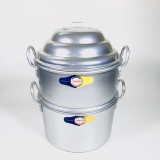 Combo bộ Chõ xôi Thanh Hiền 22 Nhôm dày sáng bóng có vỉ và Khăn đồ xôi 90cm*100cm gia đình 2-4 người