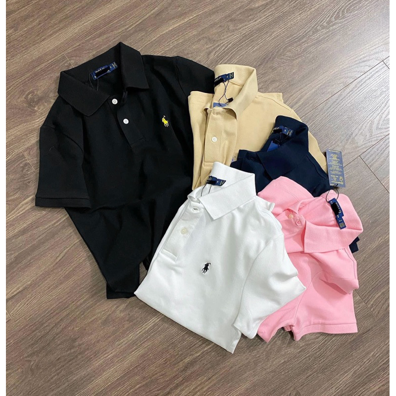 Áo polo thêu nai cổ bẻ