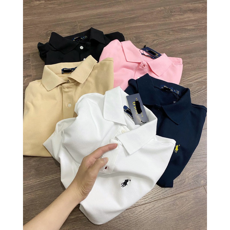 Áo polo thêu nai cổ bẻ
