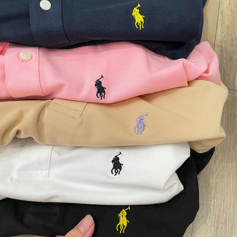 Áo polo thêu nai cổ bẻ