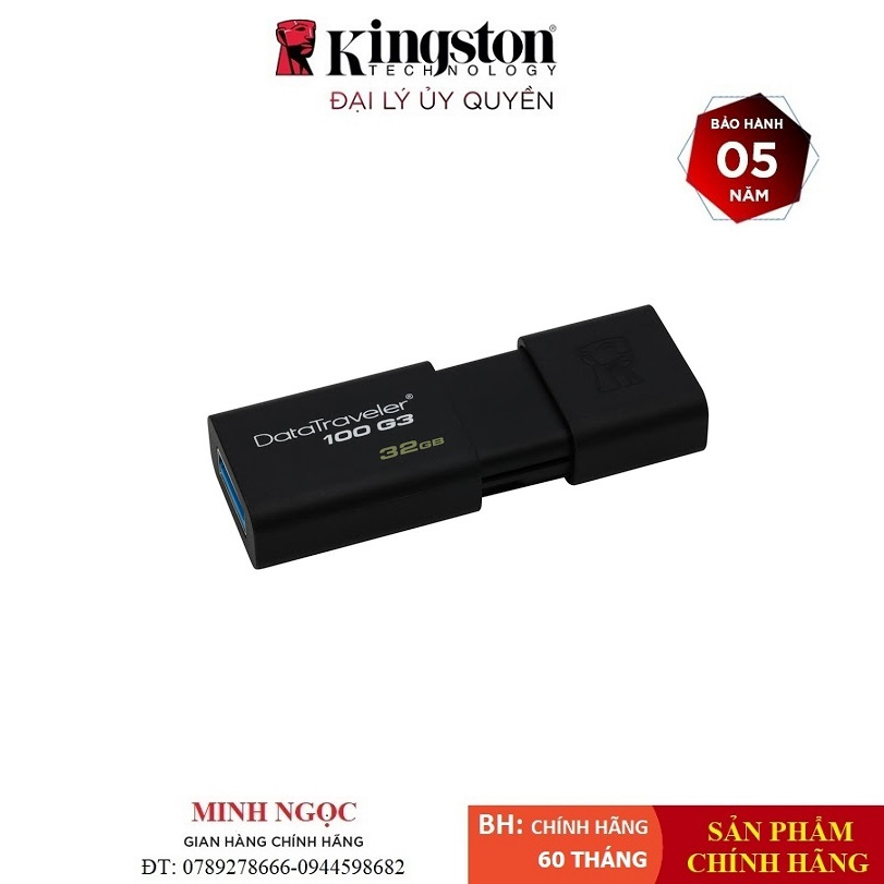 USB Kingston 32GB 3.0 DataTraveler DT100G3 - CHính hãng bảo hành 5 năm