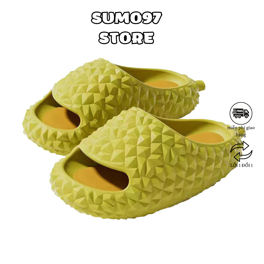 Dép quai ngang sầu riêng, dép bánh mỳ hình sầu riêng cực cute, dép quai ngang, dép văn phòng dễ thương