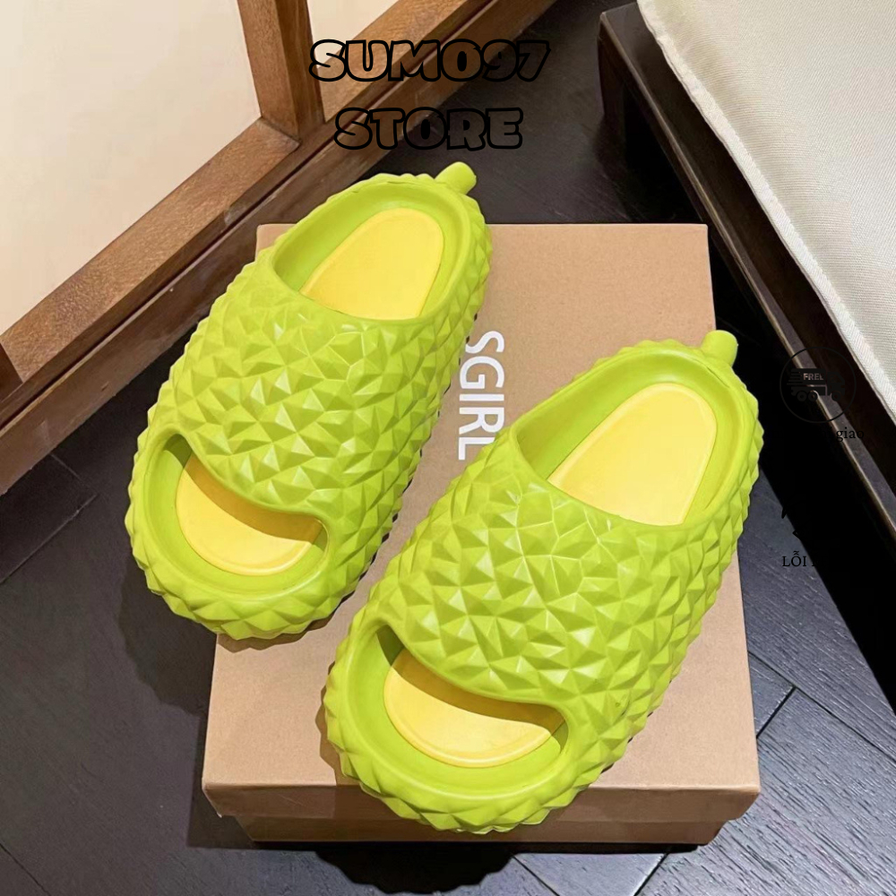Dép quai ngang sầu riêng, dép bánh mỳ hình sầu riêng cực cute, dép quai ngang, dép văn phòng dễ thương