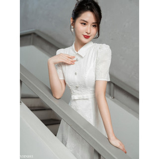 Váy cổ đức đai nơ eo TIINSTORE VHN893