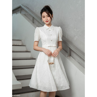 Váy cổ đức đai nơ eo TIINSTORE VHN893