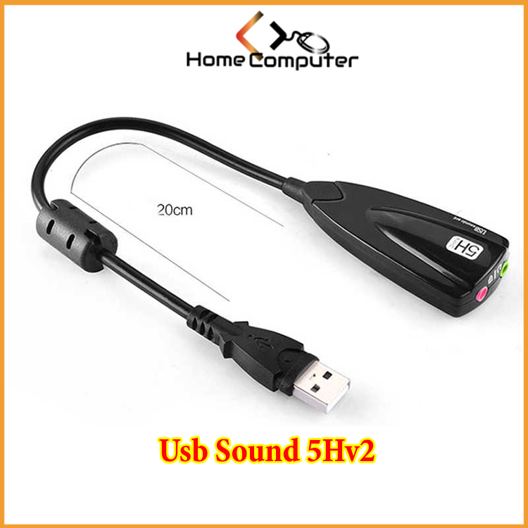 Usb sound, Cáp Usb sound 5h. chuyển từ usb ra chân 3.5mm (mic + audio) dùng cho tai nghe, loa giá tốt