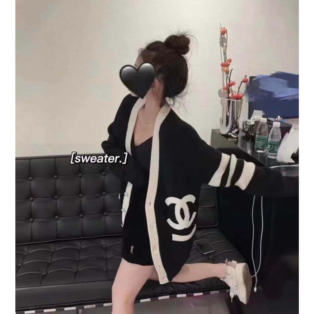 Áo khoác len cadigan che.nel viền tay sọc 2 màu dày dặn
