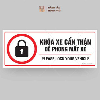 Biển Báo Khóa Xe Cẩn Thận-Decal Dán Tường,Dán Kính Dễ Dàng -Sticker Trang Trí