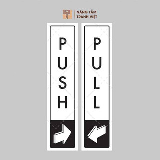 [Bộ 2 cái] Biển Chỉ Dẫn Mở Cửa Kéo và Đẩy | Pull & Push 6x25cm - Tem Decal Cảnh Báo Dán Kính - Sticker Trang Trí