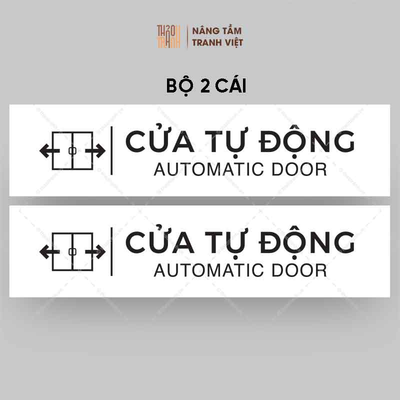 Bộ 2 Biển báo Cửa Tự Động / AUTOMATIC DOOR - Tem Decal Cảnh Báo Dán Kính - Sticker Trang Trí