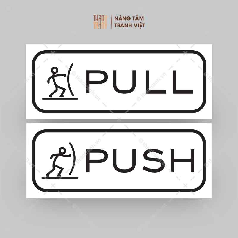 [Bộ 2 cái] Biển Chỉ Dẫn Mở Cửa Kéo và Đẩy | Pull & Push 6x15cm - Tem Decal Cảnh Cáo Dán Kính - Sticker Trang Trí