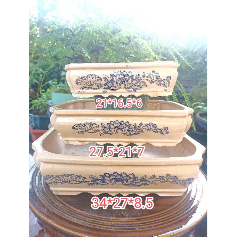 bộ 3 chậu vẽ sen tứ phía cao cấp