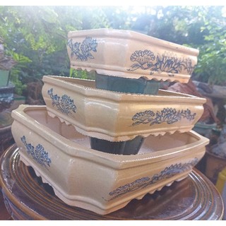 bộ 3 chậu vẽ sen tứ phía cao cấp