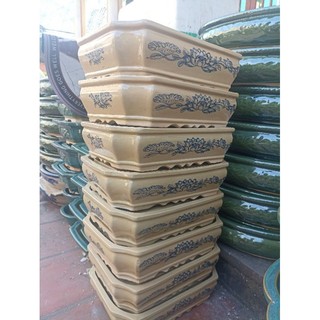 bộ 3 chậu vẽ sen tứ phía cao cấp
