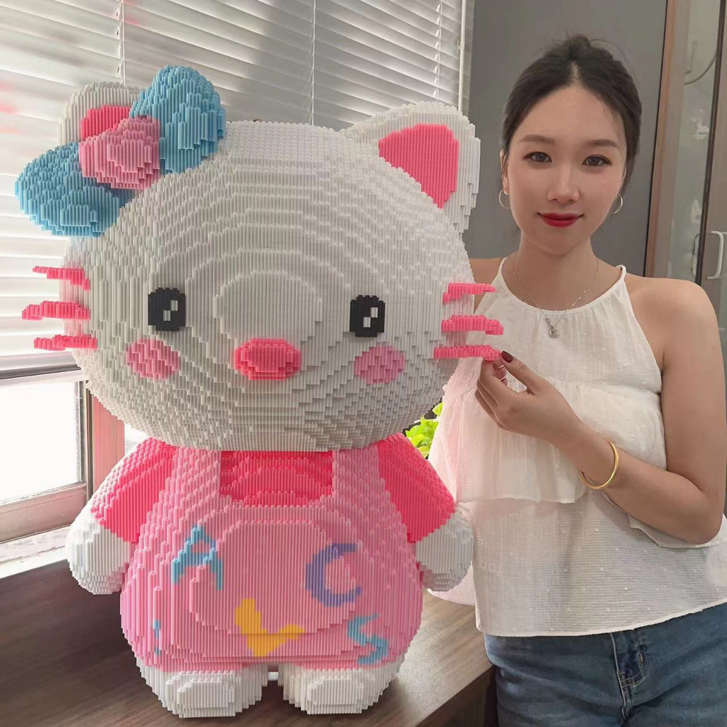 Cỡ Đại 77cm Đồ chơi lego xếp hình mèo hello kitty Đồ chơi lắp ráp mô hình nano 3d nanoblocks cỡ lớn có tặng búa