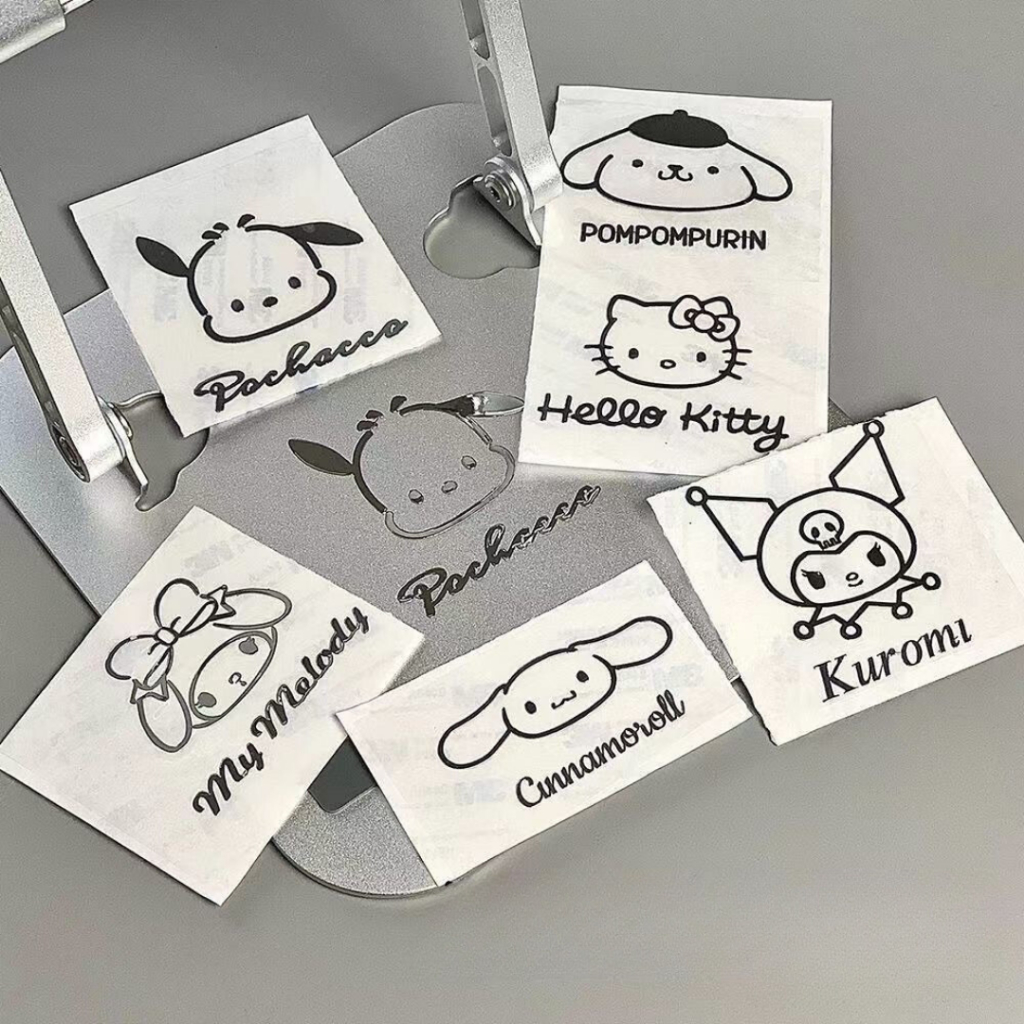 Miếng Dán Kim Loại Màu Bạc Chống Thấm Nước Trang Trí Dễ Thương Sanrio, Cinnamoroll, Kuromi, Purin, Pochacco