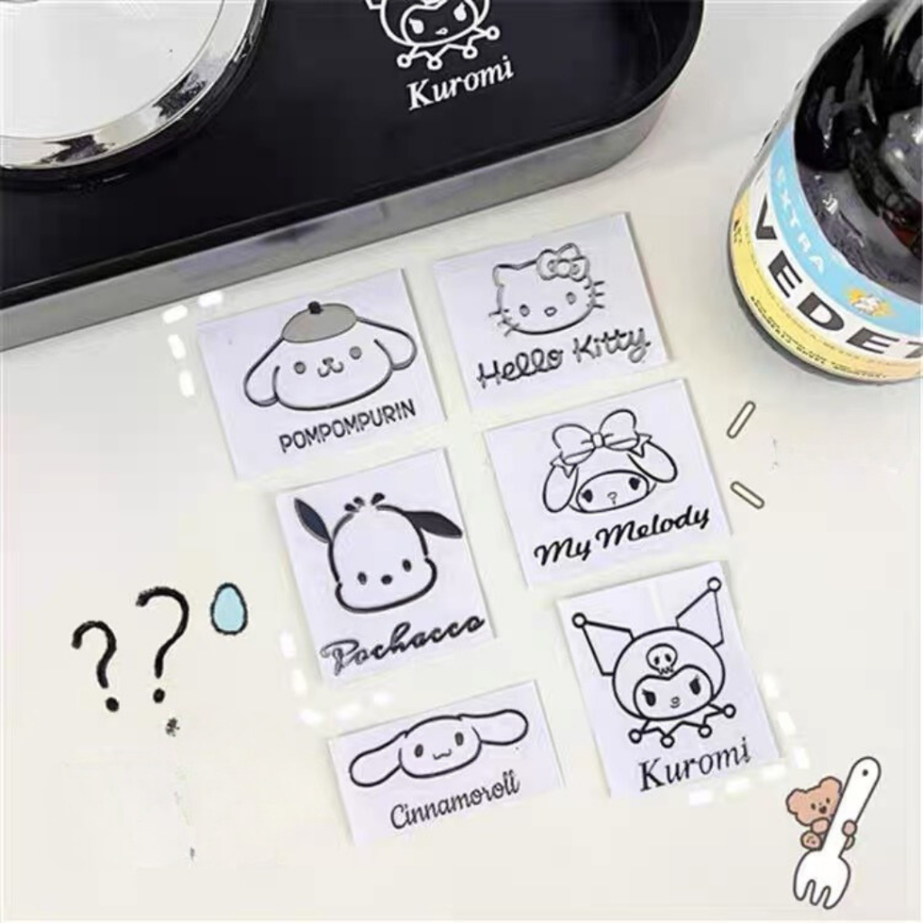 Miếng Dán Kim Loại Màu Bạc Chống Thấm Nước Trang Trí Dễ Thương Sanrio, Cinnamoroll, Kuromi, Purin, Pochacco
