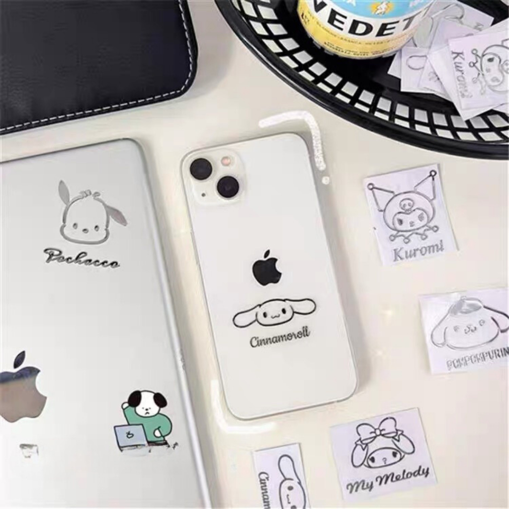 Miếng Dán Kim Loại Màu Bạc Chống Thấm Nước Trang Trí Dễ Thương Sanrio, Cinnamoroll, Kuromi, Purin, Pochacco