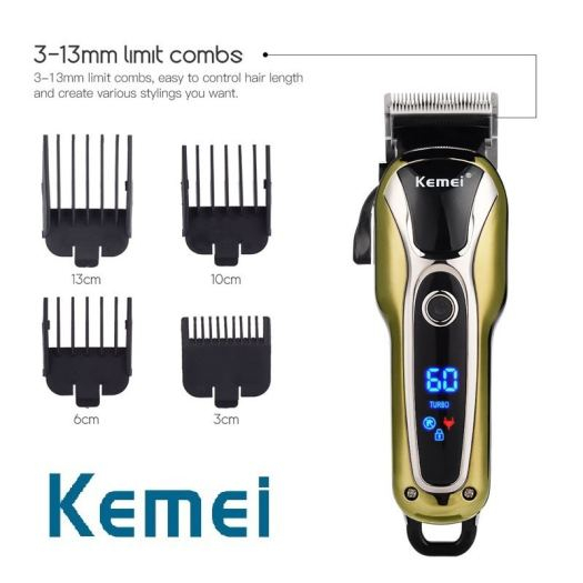 Tông Đơ Kemei-1990 Cao Cấp Chuyên Nghiệp Pin Lithium 2000mAh Màn Hình LCD-Hàng Chính Hãng Bảo Hành 12 Tháng12 Tháng