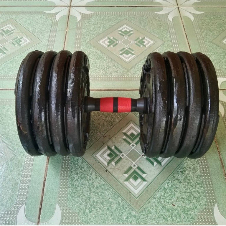 Đòn tạ tay nhập khẩu có bọc nhựa tay cầm dài 38cm, nặng 1.35kg