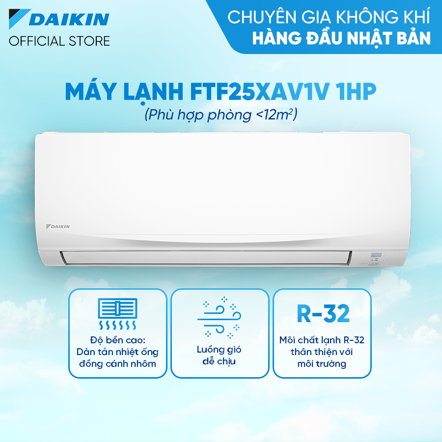 [GIAO LẮP NHANH 12H] MỚI 2023 - Máy Lạnh Daikin 1 chiều FTF25XAV1V 1HP (9000 BTU)