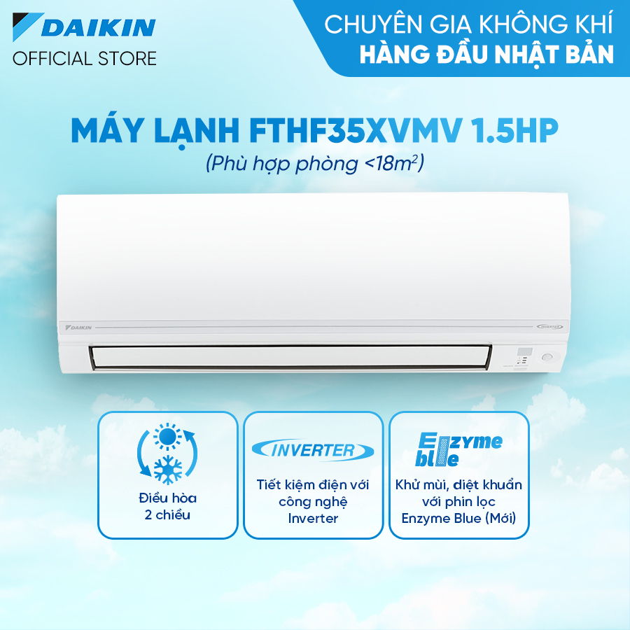 [GIAO LẮP NHANH 12H] Điều hòa Daikin Inverter 2 chiều FTHF35XVMV - 1.5HP 12000BTU