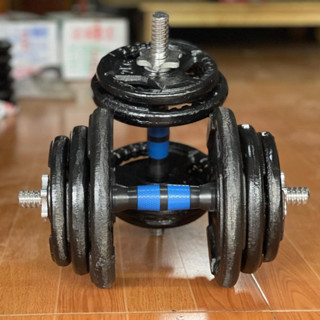 Bộ tạ tay gang đúc 40kg và 2 đòn tay 38cm ( gồm 4 bánh tạ 5kg, 4 bánh tạ 3kg & 4 bánh tạ 2kg)