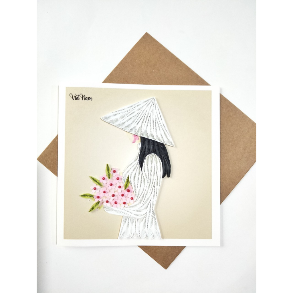 THIỆP QUILLING VIỆT NAM 15X15CM, THIỆP GIẤY XOẮN, THIỆP HANDMADE