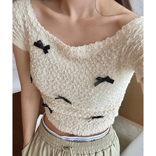 Áo Trễ Vai Đính Nơ