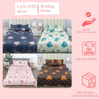 Bộ Chăn Hè Ga Gối bọc đệm Trần Bông Cotton Poly, set ga gối drap ga trải giường giá rẻ