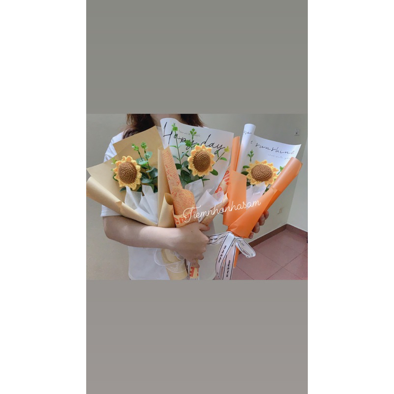 Hoa hướng dương len móc bó 1-3 bông