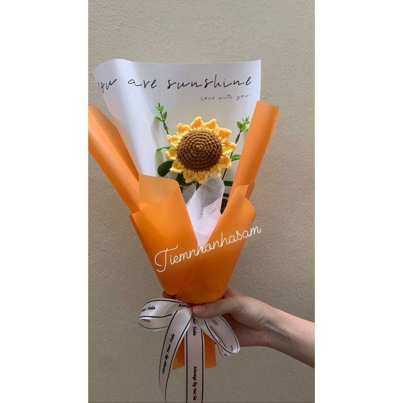 Hoa hướng dương len móc bó 1-3 bông