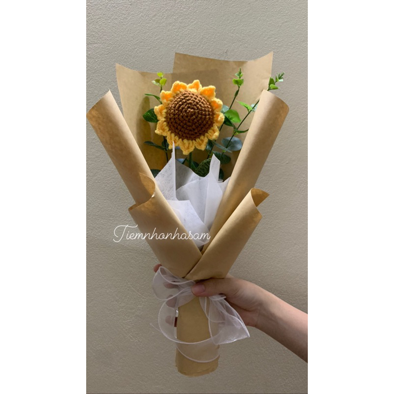 Hoa hướng dương len móc bó 1-3 bông