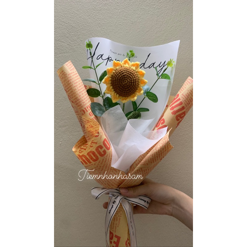 Hoa hướng dương len móc bó 1-3 bông