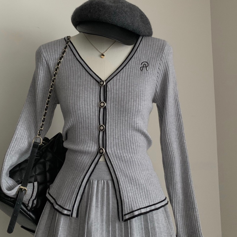 Set Len Chân Váy Xếp Ly Qc