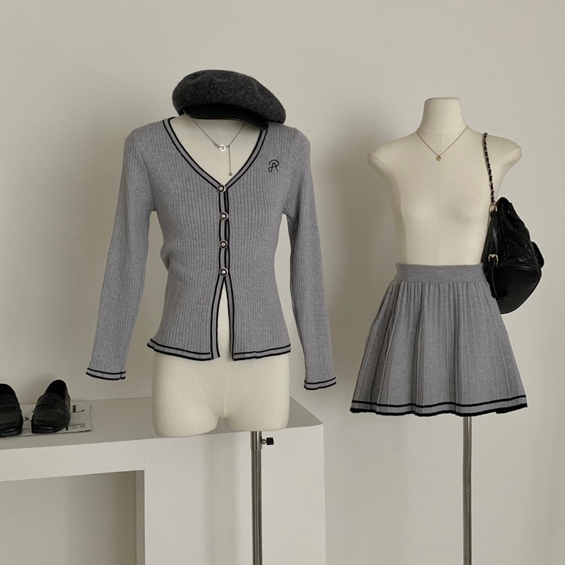 Set Len Chân Váy Xếp Ly Qc