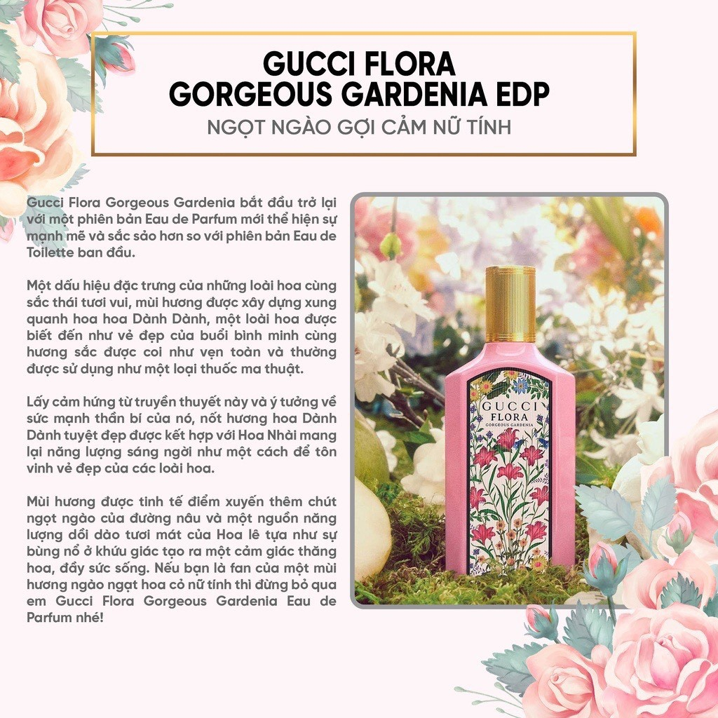 Nước Hoa Nữ Gucci Flora Gorgeous Gardenia EDP 10/100ml - Hương Thơm Ngọt Ngào, Gợi cảm và Nữ Tính - Zuy PERFUME