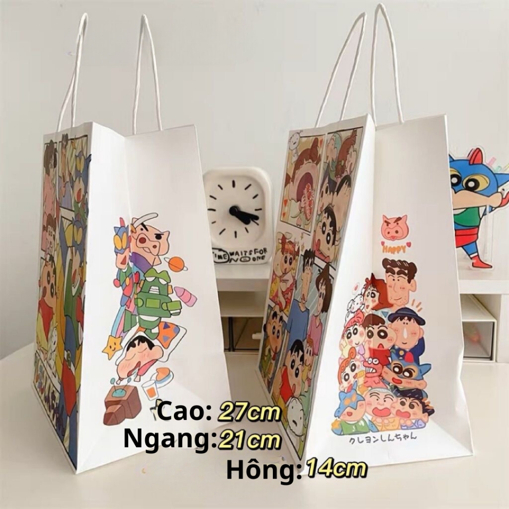 Túi Giấy Có Quai Đựng Quà Họa Tiết Hoạt Hình Cậu Bé Bút Chì Shin Đáng Yêu, Sanrio, Giáng Sinh