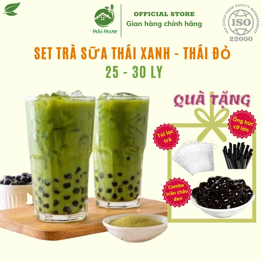 Set trà sữa phúc long thái xanh thái đỏ Hoki House 2 vị 12 15 ly