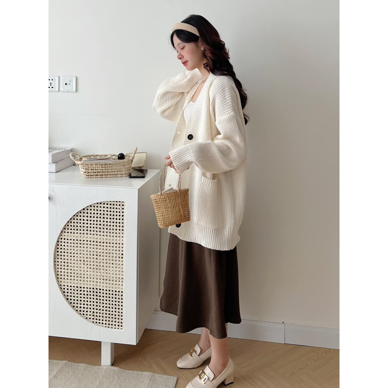 Áo Khoác Cardigan trơn form to Hàn quốc