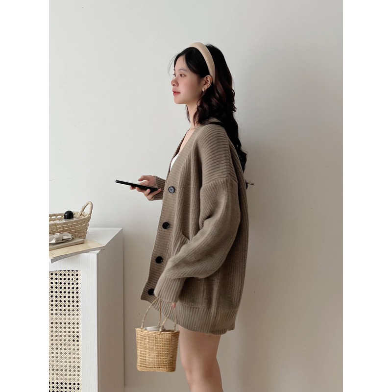 Áo Khoác Cardigan trơn form to Hàn quốc