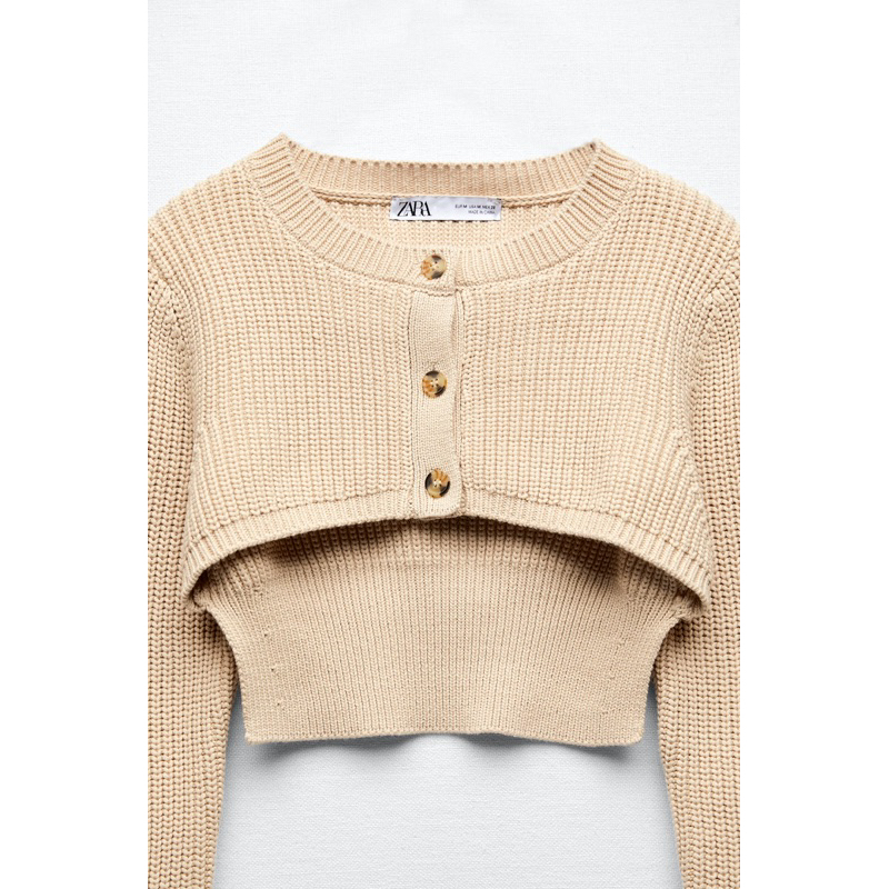 Áo len dệt kim croptop nữ ZARA AUTH vợt sale