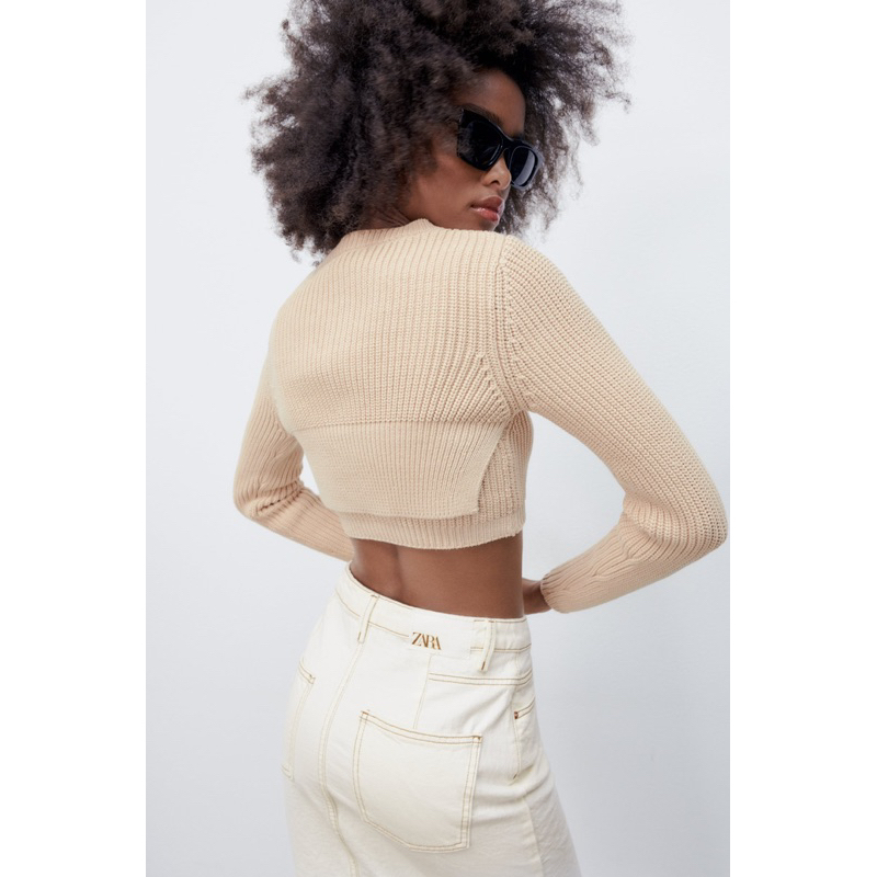 Áo len dệt kim croptop nữ ZARA AUTH vợt sale