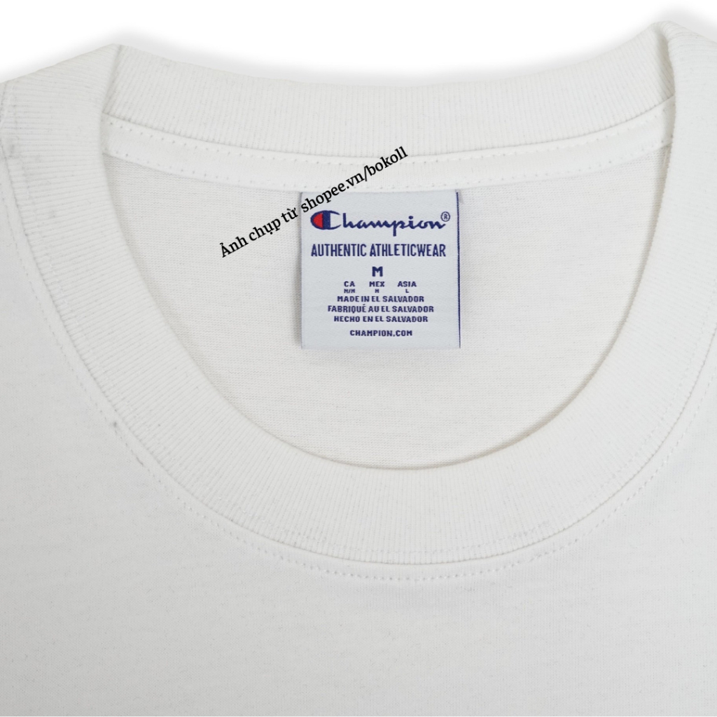 Áo thun champion thêu 3 line form rộng vải cotton organic tay lỡ phong cách đường phố hàng quảng châu cao cấp