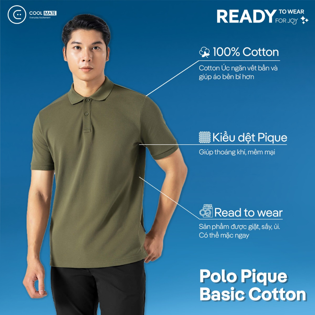 Áo Polo Pique Basic Cotton 100% Ready To Wear - Thương hiệu Coolmate