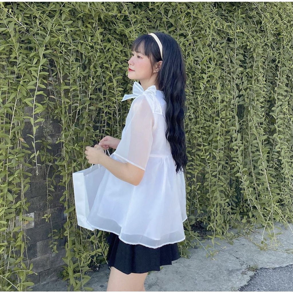 💕𝙁𝙍𝙀𝙀𝙎𝙃𝙄𝙋💕Set babydoll nữ voan tơ 2 lớp nơ vai kiểu dáng hàn quốc ulzzang tiểu thư bánh bèo dễ thương - Linh Beautiful