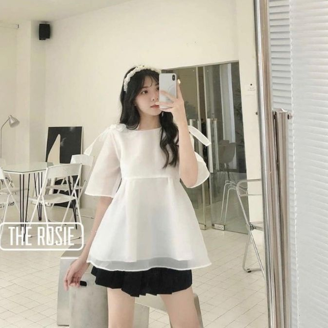 💕𝙁𝙍𝙀𝙀𝙎𝙃𝙄𝙋💕Set babydoll nữ voan tơ 2 lớp nơ vai kiểu dáng hàn quốc ulzzang tiểu thư bánh bèo dễ thương - Linh Beautiful