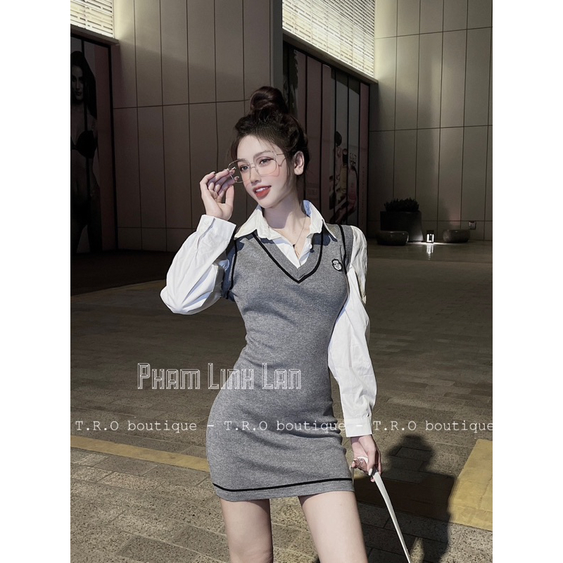 Váy Len Gile Pha Sơmi Pham Linh Lan