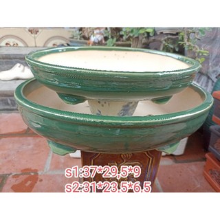 Cặp chậu ovan men xanh cao cấp BT576
